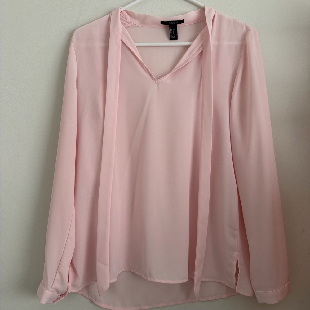 Forever 21 Light Pink Blouse with Tie Detail